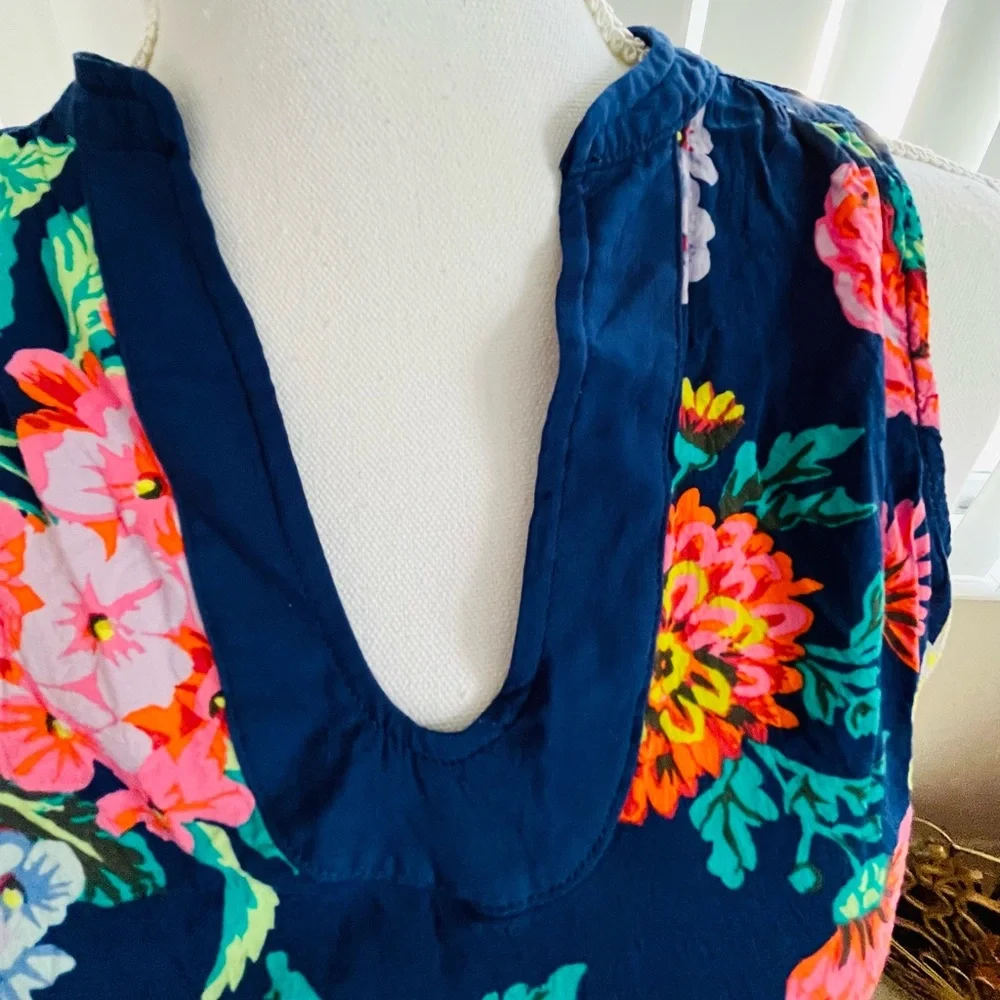 Anthropologie Dark Blue Floral Tank Top - Picture 4 of 5